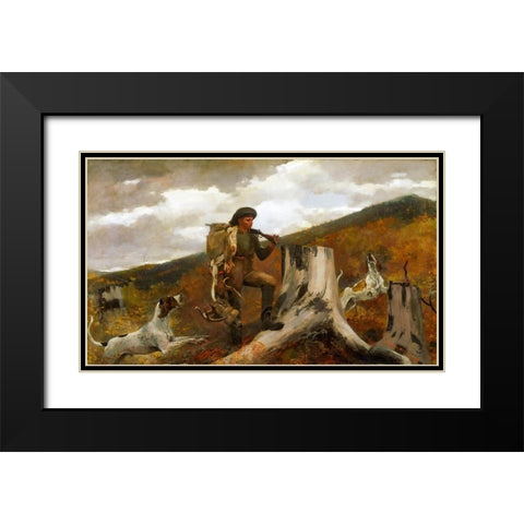 A huntsman and dogs Black Modern Wood Framed Art Print with Double Matting by Homer, Winslow
