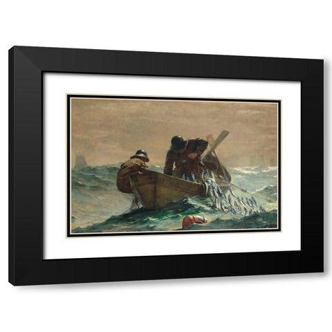 The Herring Net Black Modern Wood Framed Art Print with Double Matting by Homer, Winslow