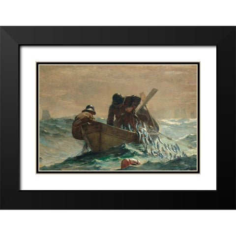 The Herring Net Black Modern Wood Framed Art Print with Double Matting by Homer, Winslow