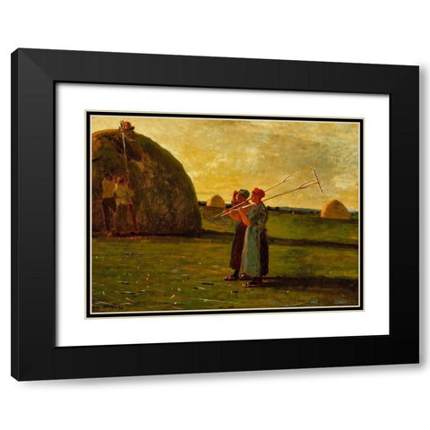 Haymakers Black Modern Wood Framed Art Print with Double Matting by Homer, Winslow