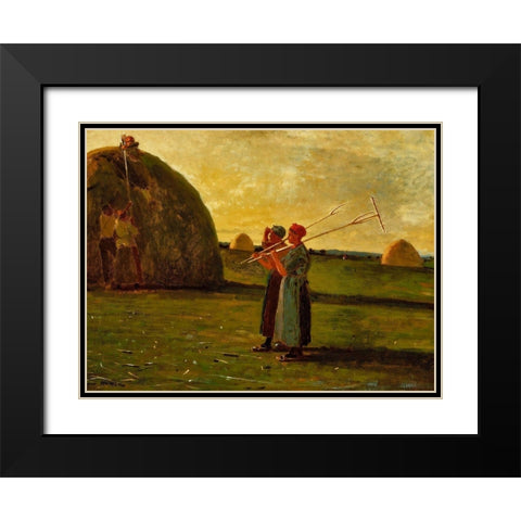 Haymakers Black Modern Wood Framed Art Print with Double Matting by Homer, Winslow