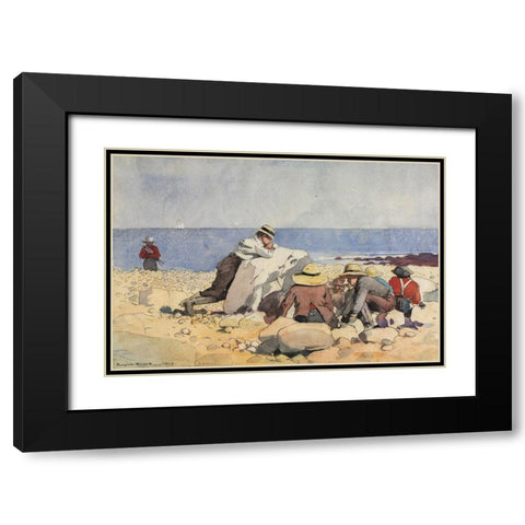 A Clam Bake Black Modern Wood Framed Art Print with Double Matting by Homer, Winslow