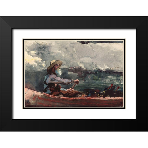 Adirondacks Guide Black Modern Wood Framed Art Print with Double Matting by Homer, Winslow