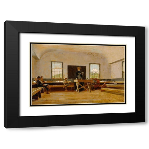 Country School Black Modern Wood Framed Art Print with Double Matting by Homer, Winslow