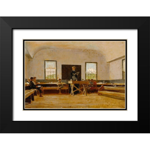 Country School Black Modern Wood Framed Art Print with Double Matting by Homer, Winslow