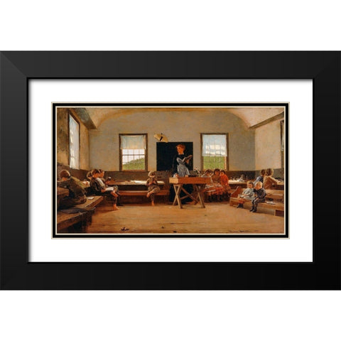 The Country School Black Modern Wood Framed Art Print with Double Matting by Homer, Winslow