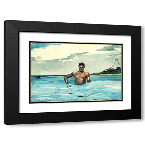 The Bather Black Modern Wood Framed Art Print with Double Matting by Homer, Winslow