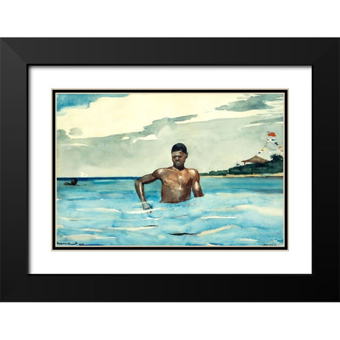 The Bather Black Modern Wood Framed Art Print with Double Matting by Homer, Winslow