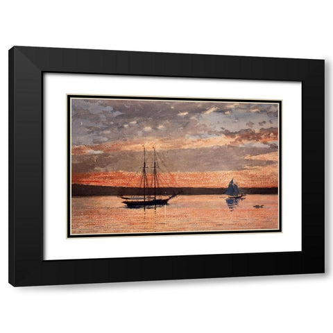 Sunset at Gloucester Black Modern Wood Framed Art Print with Double Matting by Homer, Winslow
