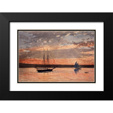 Sunset at Gloucester Black Modern Wood Framed Art Print with Double Matting by Homer, Winslow