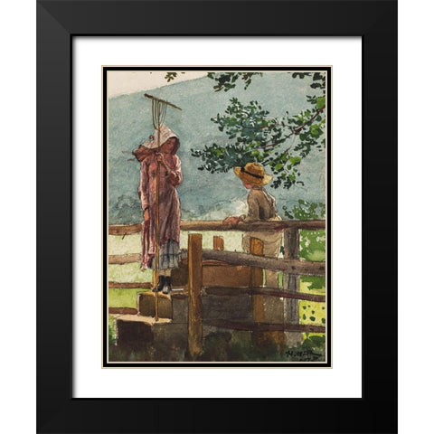 Spring Black Modern Wood Framed Art Print with Double Matting by Homer, Winslow