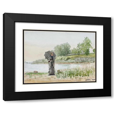 Young Woman Black Modern Wood Framed Art Print with Double Matting by Homer, Winslow
