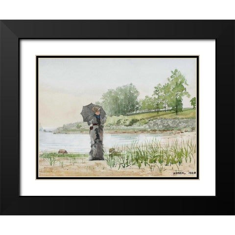 Young Woman Black Modern Wood Framed Art Print with Double Matting by Homer, Winslow