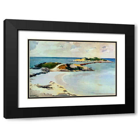 Gallows Island Black Modern Wood Framed Art Print with Double Matting by Homer, Winslow