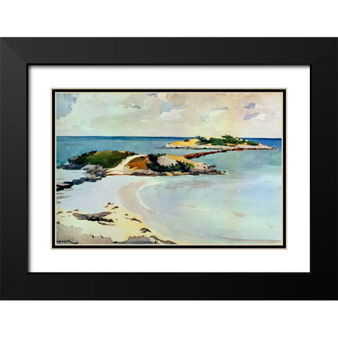 Gallows Island Black Modern Wood Framed Art Print with Double Matting by Homer, Winslow