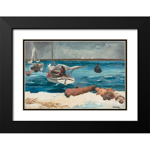 Nassau Black Modern Wood Framed Art Print with Double Matting by Homer, Winslow
