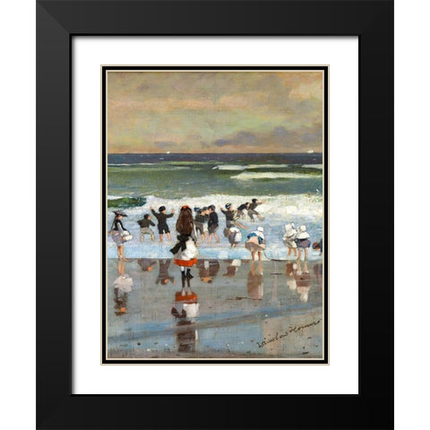Beach Scene Black Modern Wood Framed Art Print with Double Matting by Homer, Winslow