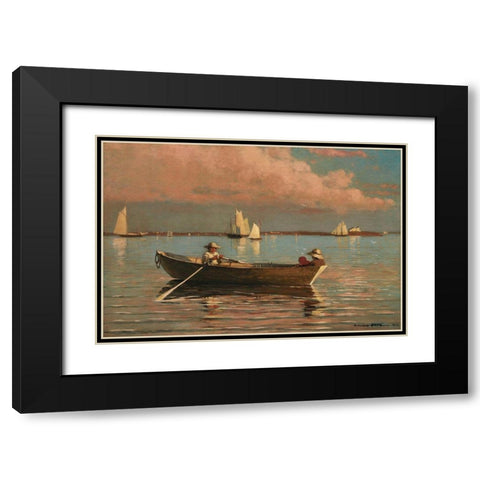 Gloucester Harbor Black Modern Wood Framed Art Print with Double Matting by Homer, Winslow