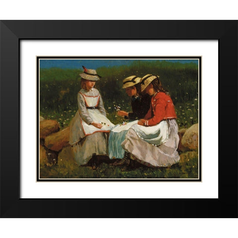 Girls in a Landscape Black Modern Wood Framed Art Print with Double Matting by Homer, Winslow