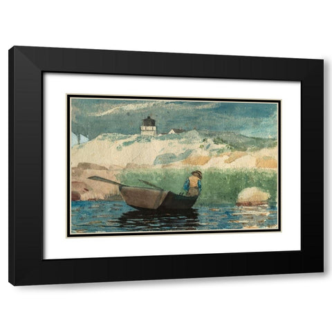 Boy in Boat, Gloucester Black Modern Wood Framed Art Print with Double Matting by Homer, Winslow