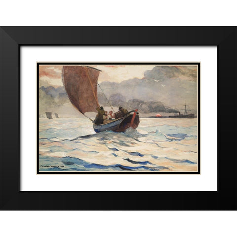 Returning Fishing Boats Black Modern Wood Framed Art Print with Double Matting by Homer, Winslow
