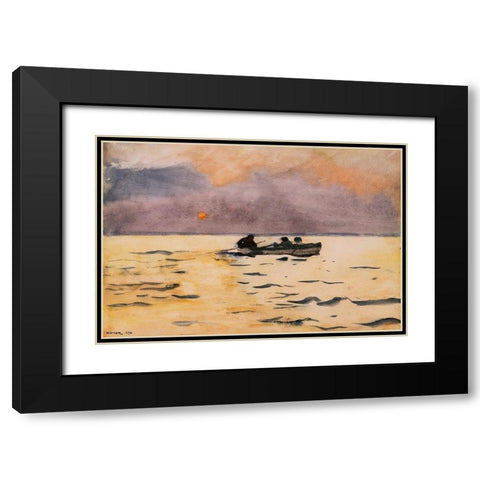 Rowing Home Black Modern Wood Framed Art Print with Double Matting by Homer, Winslow