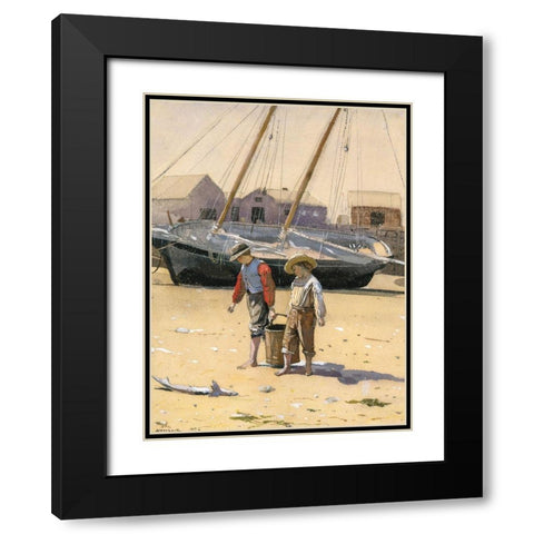 A Basket of Clams Black Modern Wood Framed Art Print with Double Matting by Homer, Winslow