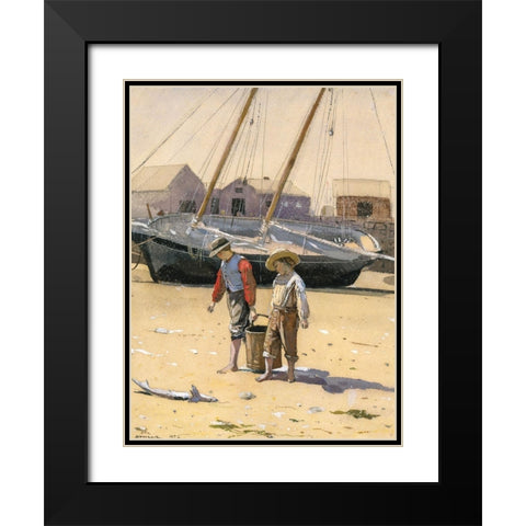 A Basket of Clams Black Modern Wood Framed Art Print with Double Matting by Homer, Winslow