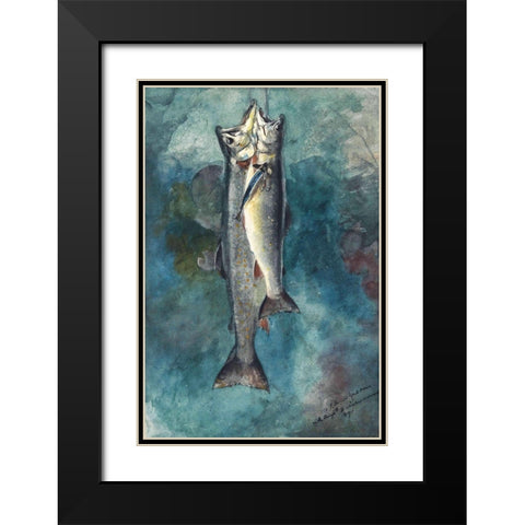 Two Trout Black Modern Wood Framed Art Print with Double Matting by Homer, Winslow