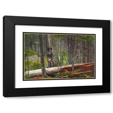 Hunter in the Adirondacks Black Modern Wood Framed Art Print with Double Matting by Homer, Winslow