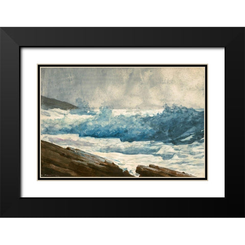 Prouts Neck, Breakers Black Modern Wood Framed Art Print with Double Matting by Homer, Winslow
