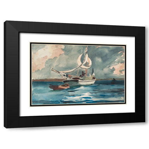 Sloop, Nassau Black Modern Wood Framed Art Print with Double Matting by Homer, Winslow
