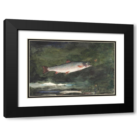 Leaping Trout Black Modern Wood Framed Art Print with Double Matting by Homer, Winslow