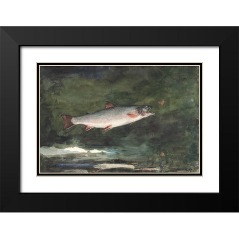 Leaping Trout Black Modern Wood Framed Art Print with Double Matting by Homer, Winslow