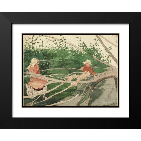 Out on a Limb Black Modern Wood Framed Art Print with Double Matting by Homer, Winslow