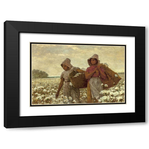 The Cotton Pickers Black Modern Wood Framed Art Print with Double Matting by Homer, Winslow