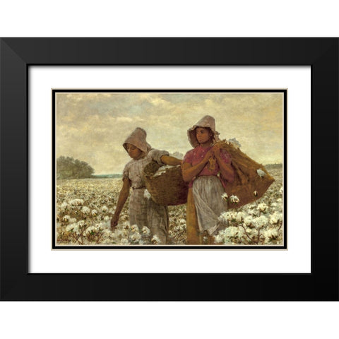 The Cotton Pickers Black Modern Wood Framed Art Print with Double Matting by Homer, Winslow