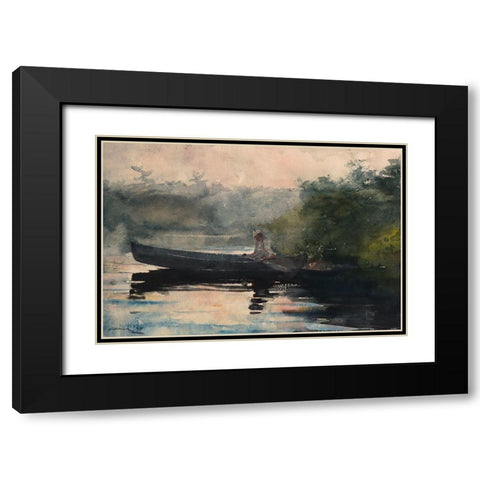 The End of the Day, Adirondacks Black Modern Wood Framed Art Print with Double Matting by Homer, Winslow