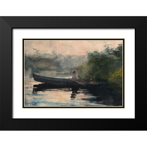 The End of the Day, Adirondacks Black Modern Wood Framed Art Print with Double Matting by Homer, Winslow