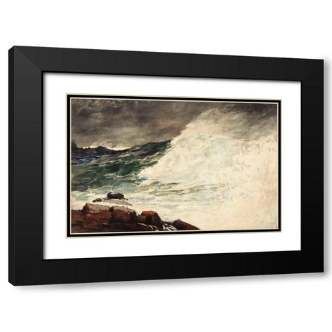 Prouts Neck, Breaking Wave Black Modern Wood Framed Art Print with Double Matting by Homer, Winslow