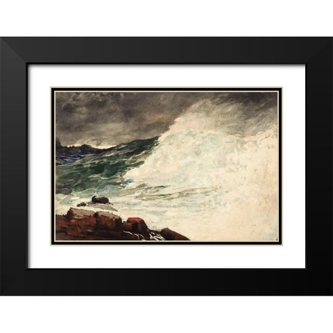 Prouts Neck, Breaking Wave Black Modern Wood Framed Art Print with Double Matting by Homer, Winslow