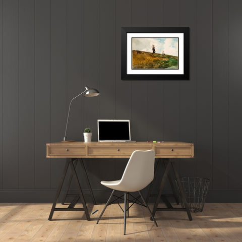 Watching from the Cliffs Black Modern Wood Framed Art Print with Double Matting by Homer, Winslow