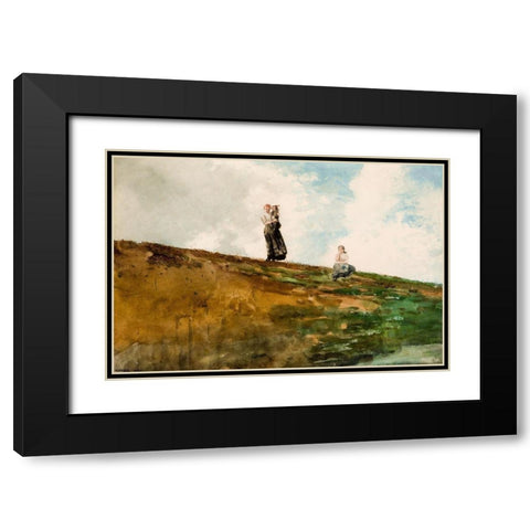 Watching from the Cliffs Black Modern Wood Framed Art Print with Double Matting by Homer, Winslow