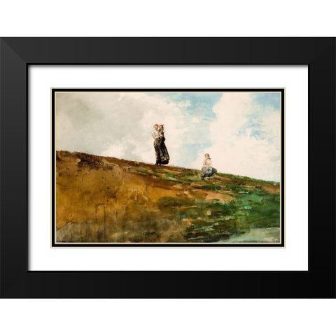 Watching from the Cliffs Black Modern Wood Framed Art Print with Double Matting by Homer, Winslow