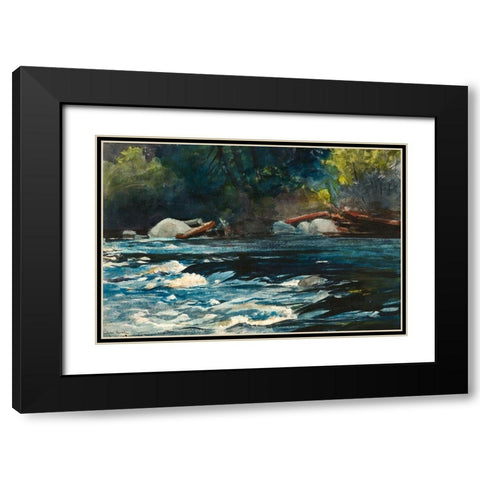 The Rapids, Hudson River, Adirondacks Black Modern Wood Framed Art Print with Double Matting by Homer, Winslow