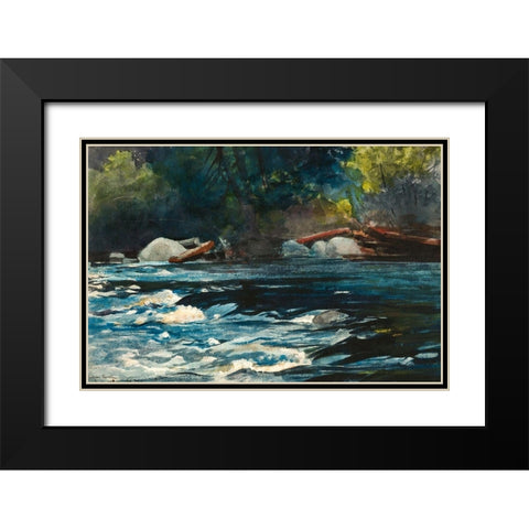 The Rapids, Hudson River, Adirondacks Black Modern Wood Framed Art Print with Double Matting by Homer, Winslow