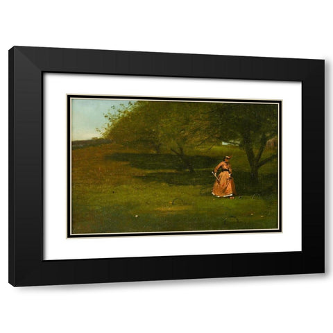 Croquet Player Black Modern Wood Framed Art Print with Double Matting by Homer, Winslow