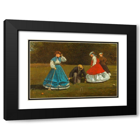 Croquet Scene Black Modern Wood Framed Art Print with Double Matting by Homer, Winslow
