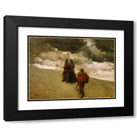 To the Rescue Black Modern Wood Framed Art Print with Double Matting by Homer, Winslow