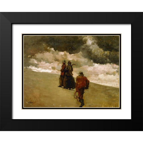 To the Rescue Black Modern Wood Framed Art Print with Double Matting by Homer, Winslow